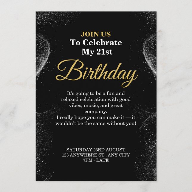Elegant Birthday Card – Stylish CUSTOMIZABLE CARD. Einladung (Vorderseite)
