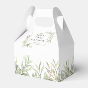 Elegant Birthday Green Blätter Gefälligkeitsbox Geschenkschachtel