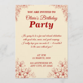 Elegant Birthday Invitation Card – Custom Floral D Einladung
