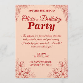Elegant Birthday Invitation Card – Floral Design Einladung