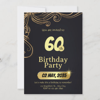 Elegant birthday invitation template 60th birthday