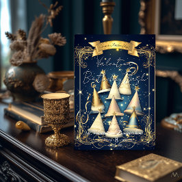 Elegant Birthday Party Hat | Elegant Gold & Navy Einladung