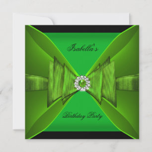 Elegant Birthday Party Lime Green Black Bow Einladung