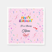 Elegant Birthday Party Napkins - Custom Designs