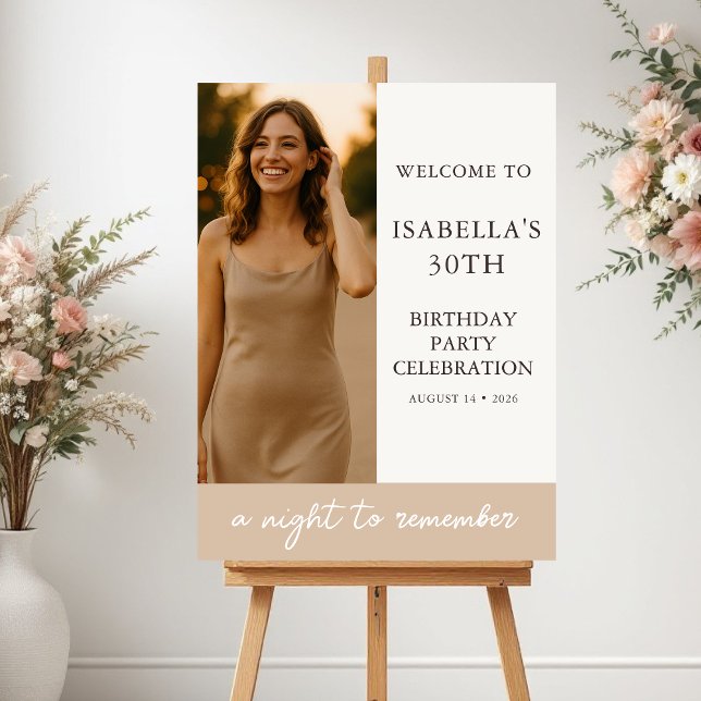 Elegant Birthday Party Photo Welcome Poster (Von Creator hochgeladen)