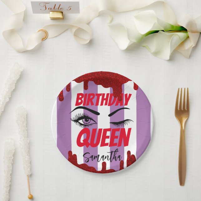 Elegant Birthday Queen 18. | 21. | 40. | 50. Pappteller (Hochzeit)