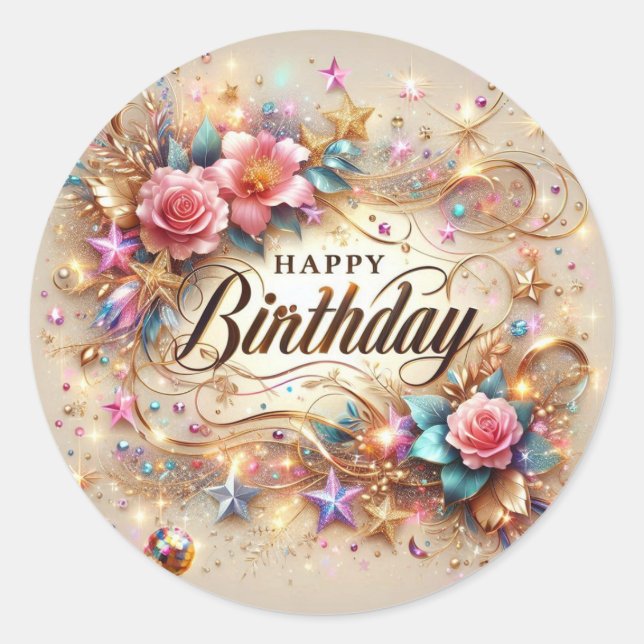 Elegant Birthday Sticker (Vorderseite)