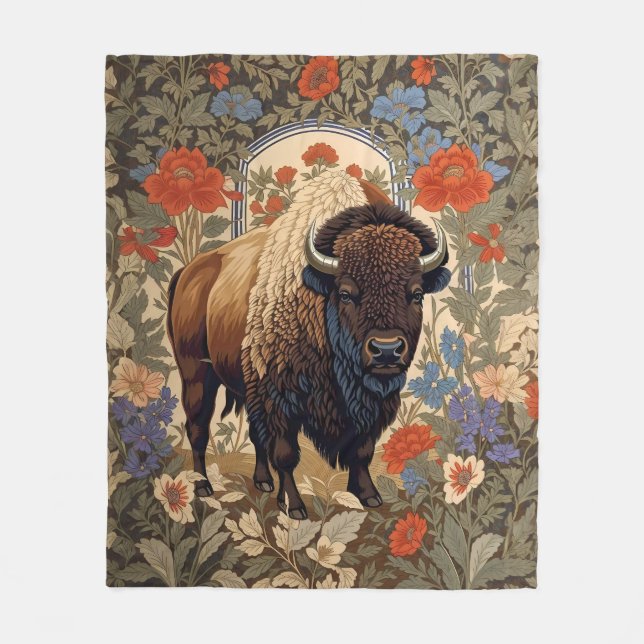 Elegant Bison William Morris Inspiriert Fleecedecke (Vorderseite)