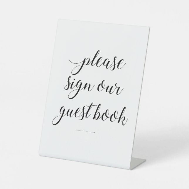Elegant Bitte unterschreiben Sie unser Gästebuch Sockelschild (Vorderseite)