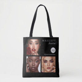 Elegant Black 3-Foto-Logo-Makeup-Studio Tasche
