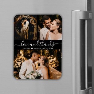 Elegant Black 3 Foto Wedding Danke Magnet