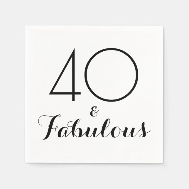 Elegant Black 40 und fabelhaftes Party Napkins Serviette (Vorderseite)