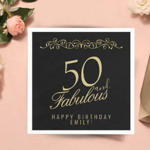 Elegant Black 50 und fabelhaft 50. Geburtstag Serviette