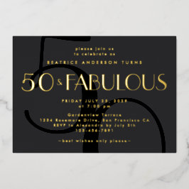 Elegant Black 50th Birthday Party Gold Folieneinladung
