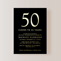 Elegant Black 50th Birthday Party Gold