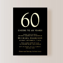 Elegant Black 60th Birthday Party Gold