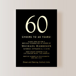 Elegant Black 60th Birthday Party Gold Folieneinladung