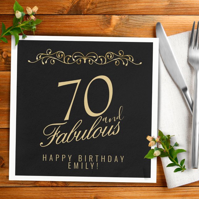 Elegant Black 70 und fabelhaft 70. Geburtstag Serviette (Von Creator hochgeladen)