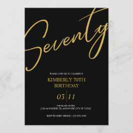 Elegant Black and Gold 70th Birthday Party Einladung