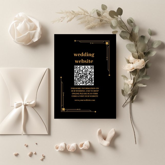 Elegant Black and Gold Art Deco  Wedding Begleitkarte (Von Creator hochgeladen)