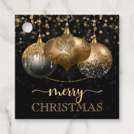 Elegant Black and Gold Baubles Frohe Weihnachten Geschenkanhänger