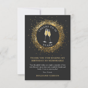 Elegant Black and Gold Cheers Geburtstag Vielen Da Dankeskarte
