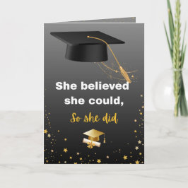 Elegant Black and Gold Graduation Karte