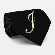 Elegant Black and Gold Monogram J Stylish