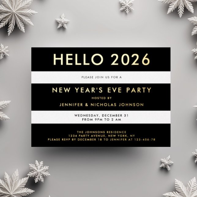 Elegant Black And Gold New Year's Party Folieneinladung (Elegant Black And Gold New Year's Party Foil Invitation)