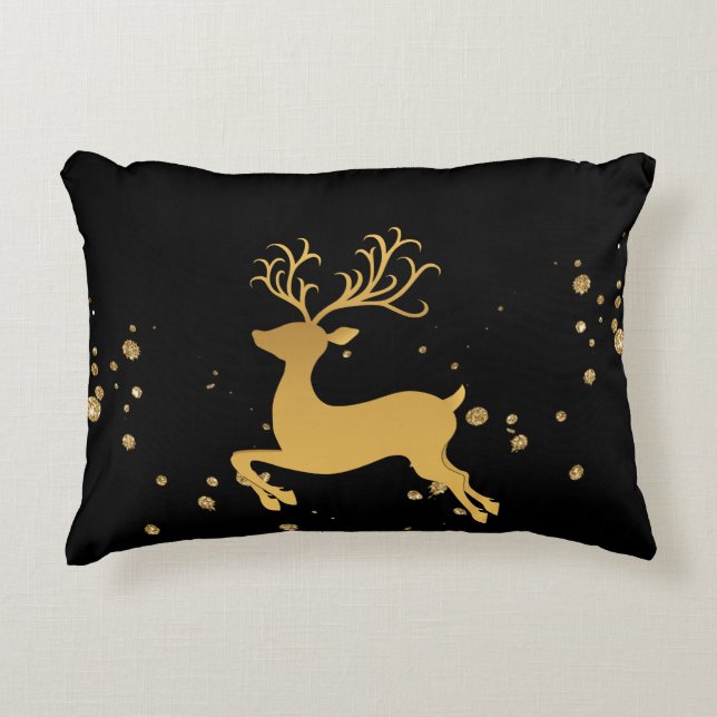 Elegant Black and Gold Rudolph Dekokissen (Vorderseite)