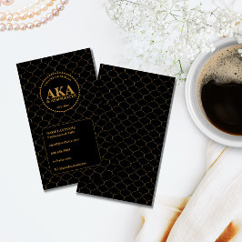 Elegant Black and Gold Trellis Business Monogram Visitenkarte
