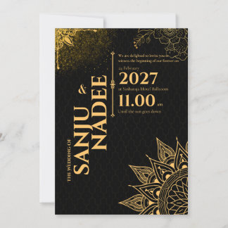 ​Elegant Black and Gold Wedding Invitation Einladung