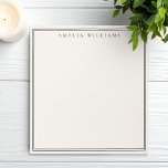 Elegant Black and Ivory Minimalist Two Border Notizblock<br><div class="desc">Create your own personalized notepads with black elegant chic typography monogram name and two border line design on ivory color.</div>