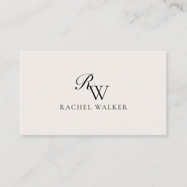Elegant Black and Ivory Modern Monogram Visitenkarte (Vorderseite)