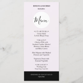 Elegant Black and Lilac Minimalistisch Menükarte