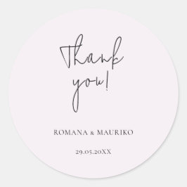 Elegant Black and Lilac Minimalistisch Runder Aufkleber