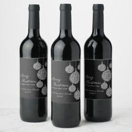 Elegant Black and Silver Christmas Design Weinetikett