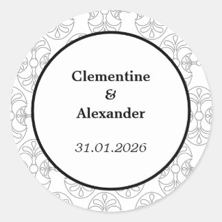 Elegant Black and White Art Deco Style Runder Aufkleber