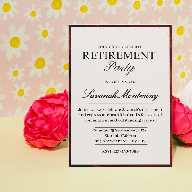 Elegant Black and White Calligraphy Retirement Par Einladung (Elegant Black and White Calligraphy Retirement Par Invitation)