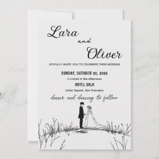 elegant black and white chic wedding invittion einladung