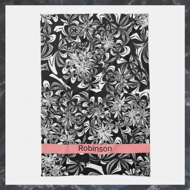 Elegant Black and White Floral  Geschirrtuch (Von Creator hochgeladen)
