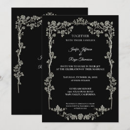 Elegant black and white Gothic wedding Invitation Einladung
