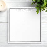 Elegant Black and White Minimalist Two Border Notizblock<br><div class="desc">Create your own personalized notepads with black elegant chic typography monogram name and two border line design on white color.</div>