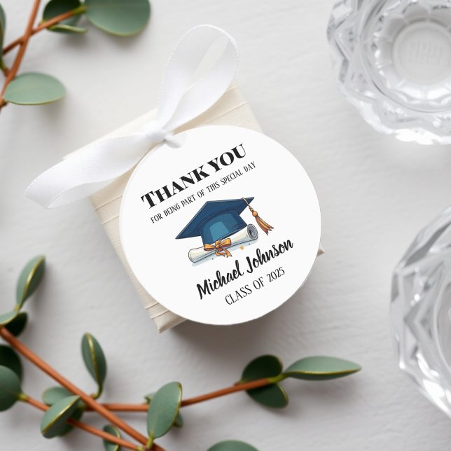 Elegant Black and White Personalized Graduation La Etiketten (Von Creator hochgeladen)