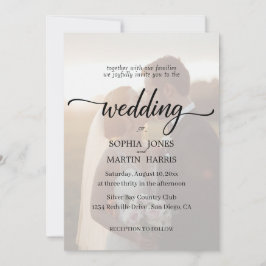Elegant Black and White Photo Overlay Wedding Einladung