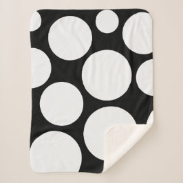 Elegant Black and White Polka Dot Blanket Sherpadecke