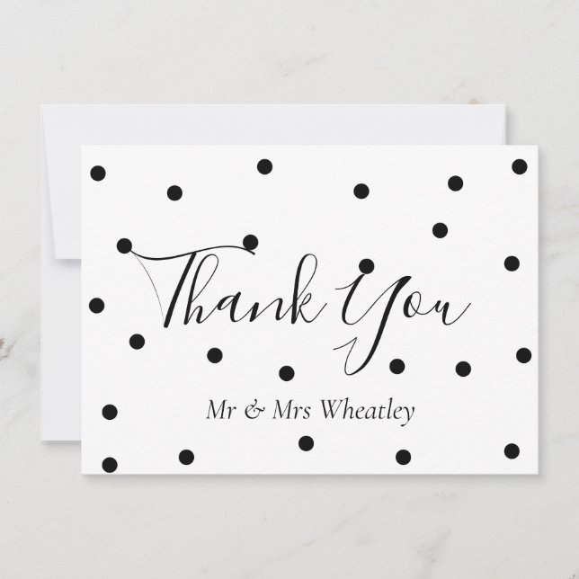 Elegant Black and White Polka Dots Danke (Vorderseite)