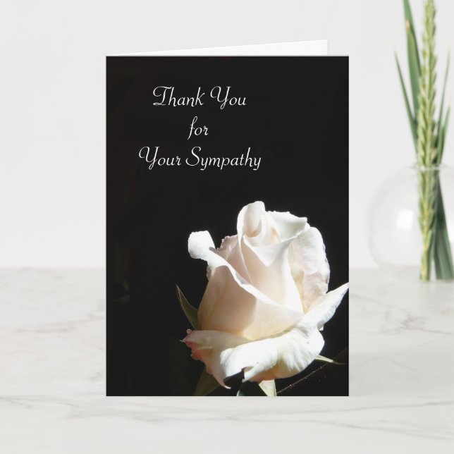 Elegant Black and White Rose Vielen Dank Dankeskarte (Vorderseite)