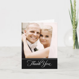 Elegant Black and White Scalloped Wedding Foto Dankeskarte