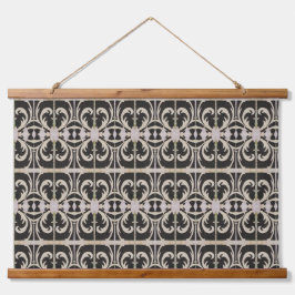 Elegant Black and White Wandteppich Mit Holzrahmen